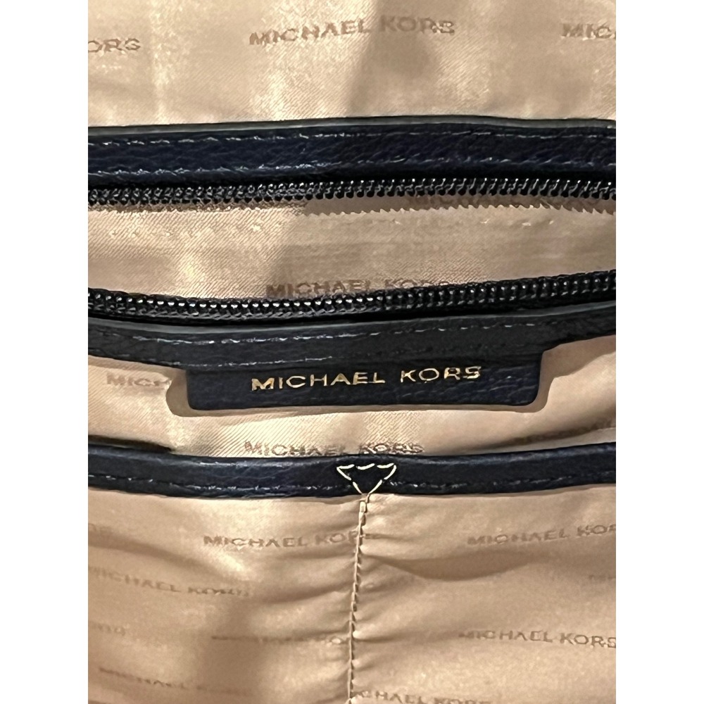 Michael Kors Navy‎ Blue Chain Shoulder Tote Bag Gold Accents - Picture 5 of 12